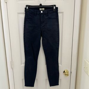 L’Agence Coated Skinny Jeans Navy Blue Size 26 Textured Sheen